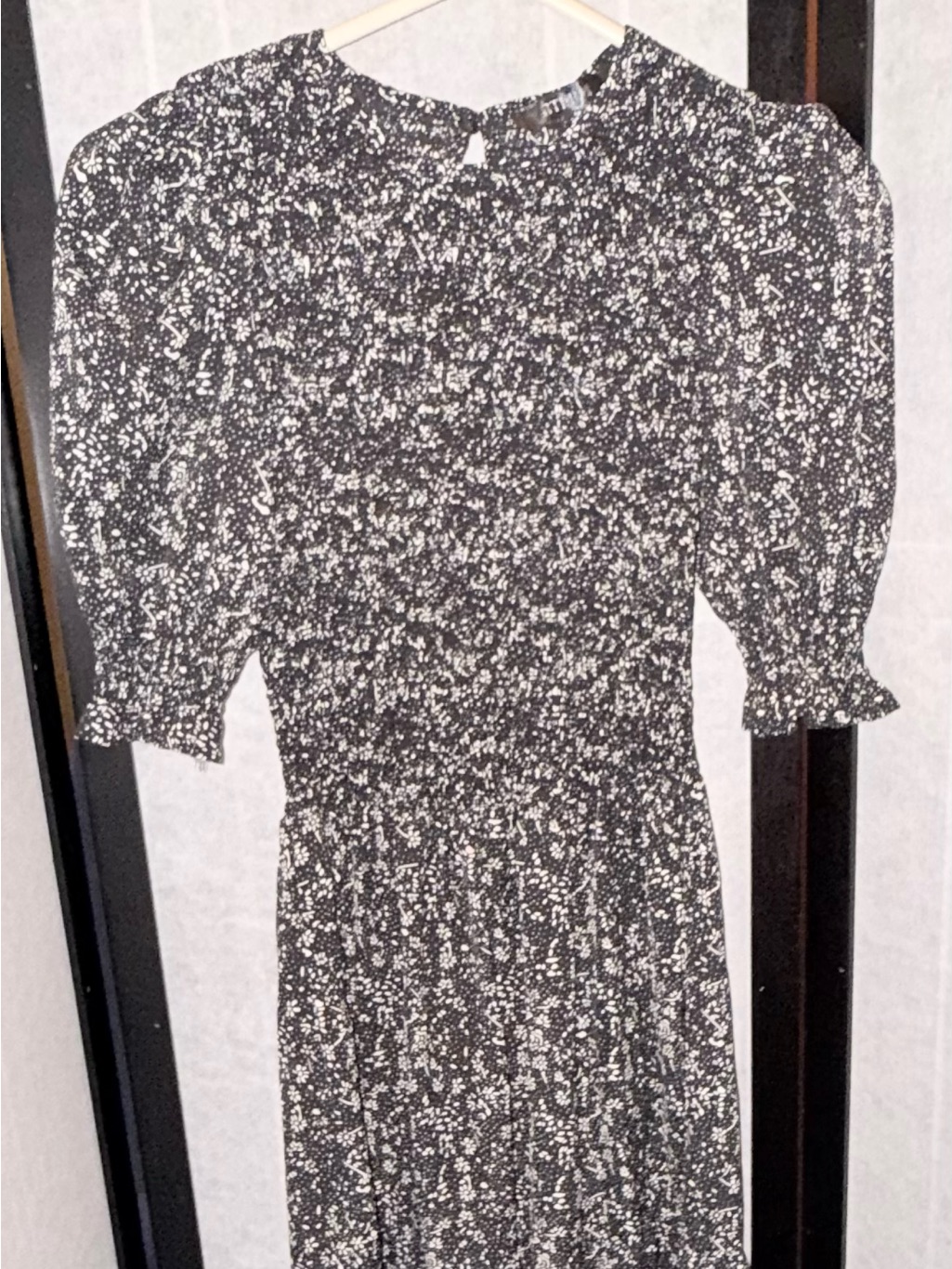 Black And White Floral Midi Dress - Women's